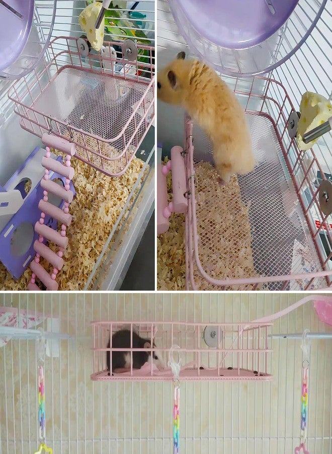 JSLZF Rat Cage Platform Accessories Hanging Rat Ledge Metal Ferret Hammock Squirrel Cage Bed Small Animal Habitat for Hamster, Sugar Glider - Image 3